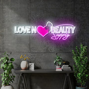 Custom Neon - Love N Beauty Supply -  White & Pink - 36 x 11inch - Delivery and Dimmer included.