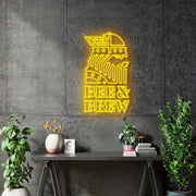 Custom Neon -  BEE & BREW - YELLOW - Size: 36x 20inch  - indoor Sign