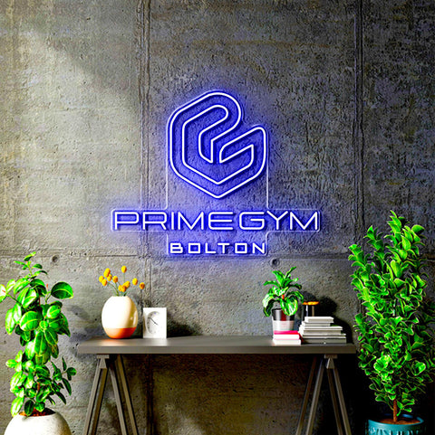 Custom Neon -  Prime Gym Bolton - Blue 90cm x 72cm    - Remote dimmer and Delivery