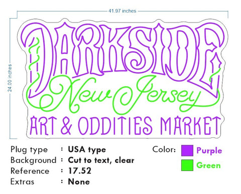 Custom Neon -  DARKSIDE New Jersey - Purple and Green  - 41inch x 24inch - Remote dimmer and Delivery