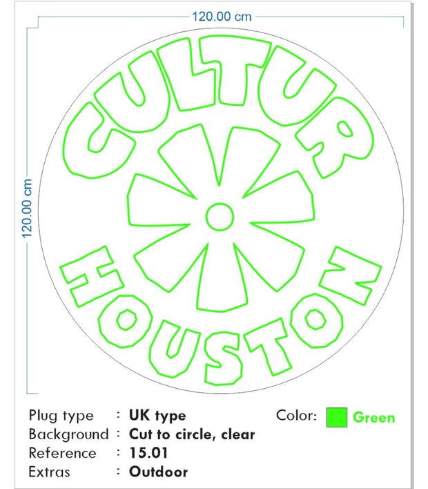 Custom neon - CULTUR  HOUSTON - 120cm - Outdoor and indoor - incl Shipping and 2yrs Warranty