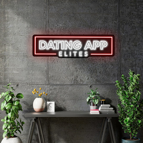 Custom Neon - Dating App Elite - White and Red -  Size: 32 x 8 inch    - Remote dimmer and Delivery