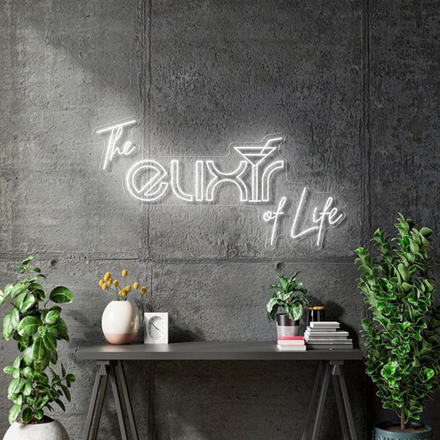 Custom Neon -  The Elixir of Life  - White Neon -  120cm x 63cm   - indoor Signs