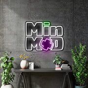 Custom Neon -  MIN MAD - Cool White , Pink and Green - 50cm x 38cm - INDOOR - Remote dimmer and Delivery