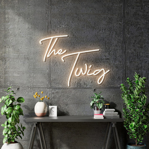 Custom Neon -  The Twig - Warm White Neon -  40cm x 29cm   - indoor Signs