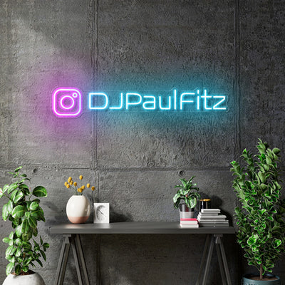 Custom Neon - DJPaulFritz - Hot pink & Light Blue - 80cm x 14cm - indoor Signs