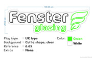 Custom Neon -  Fenster Glazing - White and Green - 100cm x 29cm  - indoor Signs