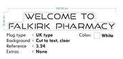 Custom neon - Falkirk Pharmacy - Light Blue and White -80x23cm   - incl Shipping and 2yrs Warranty