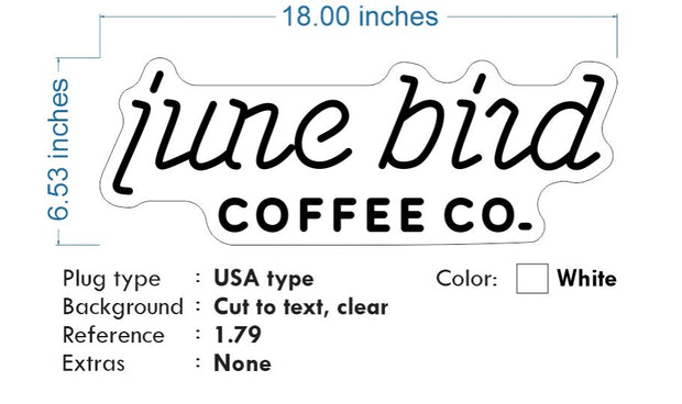 Account Adjust - 70$ - June Bird Coffee - Red and White as per mock ups - Remote dimmer and Delivery