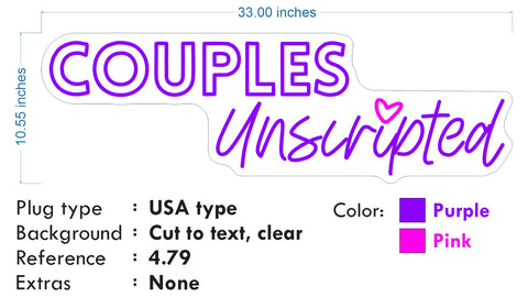 Custom Neon -  Couples Unscripted - Purple and Pink - 33x10inch - indoor Signs